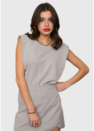 Evina grey top with round neck