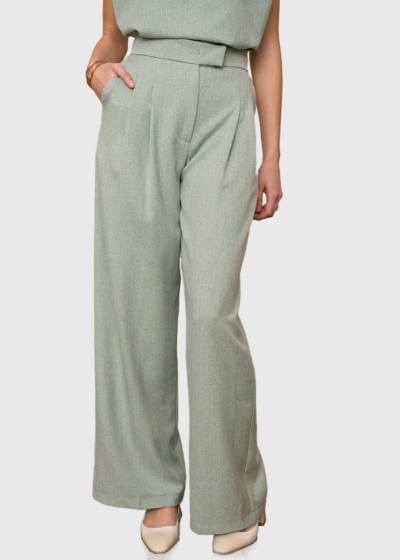 Esra light green wide leg pants with pockets