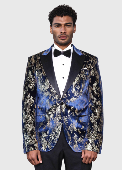 Ezra Slim Fit dark blue suit with pattern