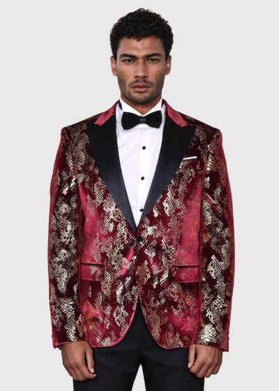 Ezra Slim Fit bordo suit with pattern