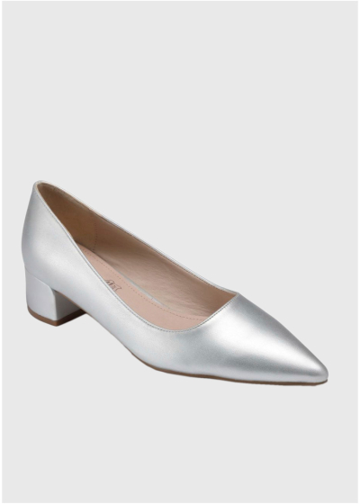 Enya Plus Size silver thick heeled shoes 