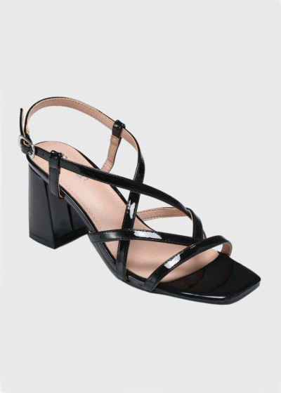 Eglantyne black thick heeled sandals