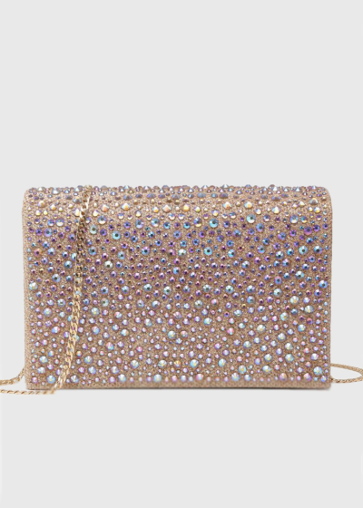 Ece pink clutch with rhinestones