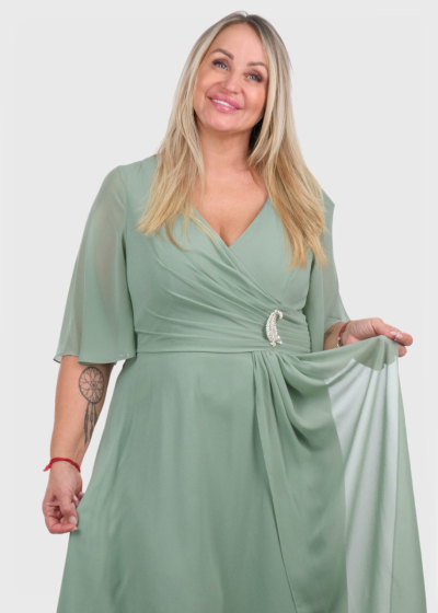Ellis Plus Size light green long evening dress
