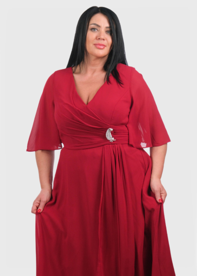 Ellis Plus Size red long evening dress
