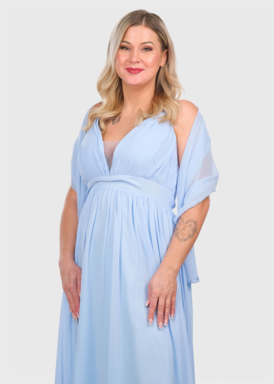 Elba light blue long evening dress 