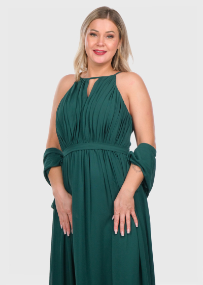 Eliya green long evening dress