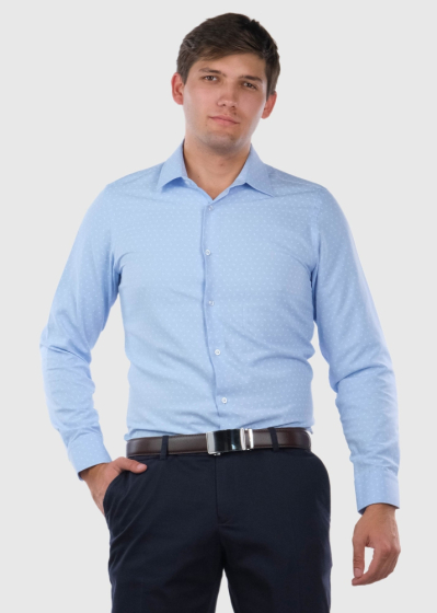 Slim Fit gaiši zils vīriešu krekls ar printu