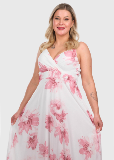 Eliya long evening dress in floral print