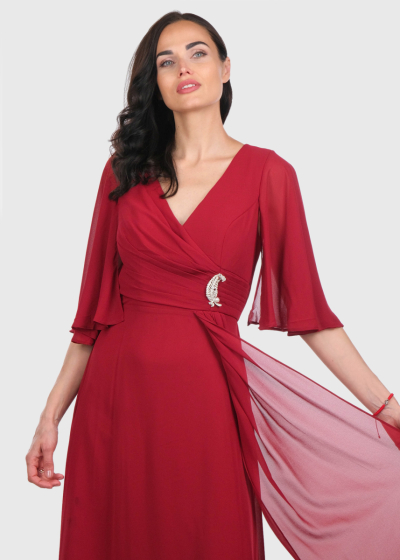 Erika red long evening dress