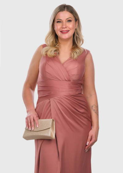 Elmira pink long zipped evening dress