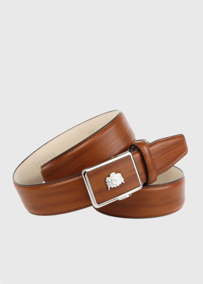 Brown leather men's belt