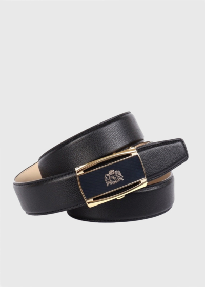 Black leather men's belt