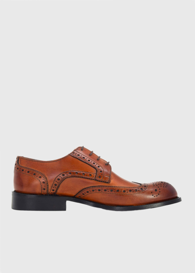 Brown leather round toe shoes