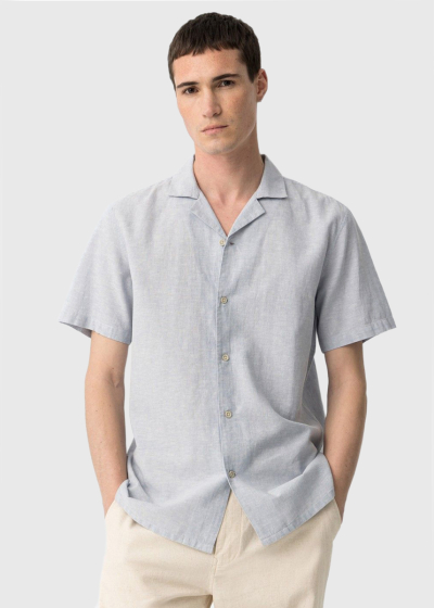 Light blue linen short sleeve shirt