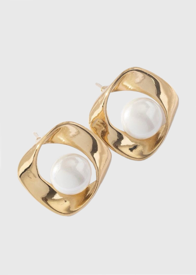 Emmanouela gold-colored women's earrings with pearls