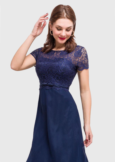 Gulnara Plus Size dark blue short evening dress