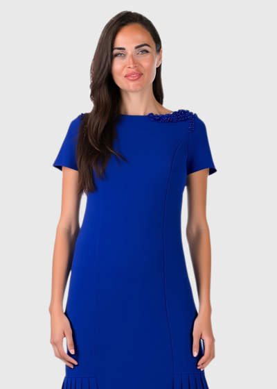 Gunesh blue short sleeve evening dress