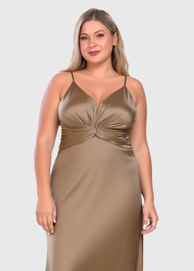 Patricia beige long evening dress