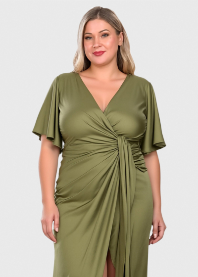 Visola Plus Size green long evening dress