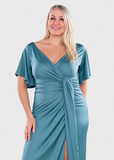 Visola Plus Size light blue long evening dress