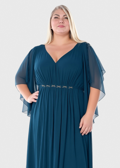 Velta Plus Size blue long zipped evening dress