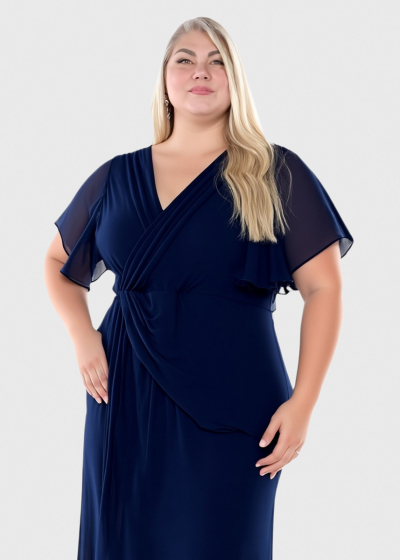 Vinga Plus Size dark blue long evening dress