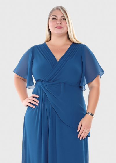 Vinga Plus Size blue long evening dress
