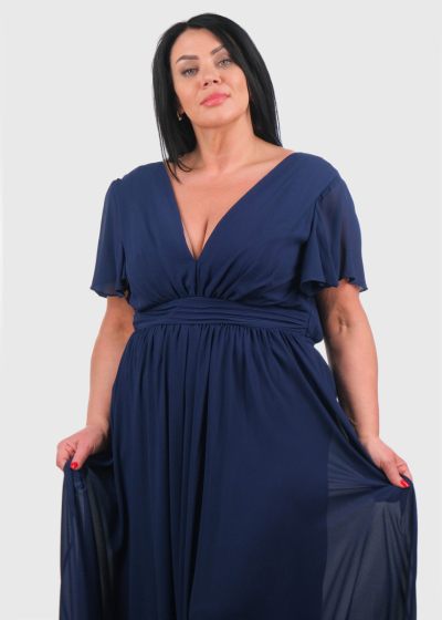 Ishani Plus Size dark blue long evening dress