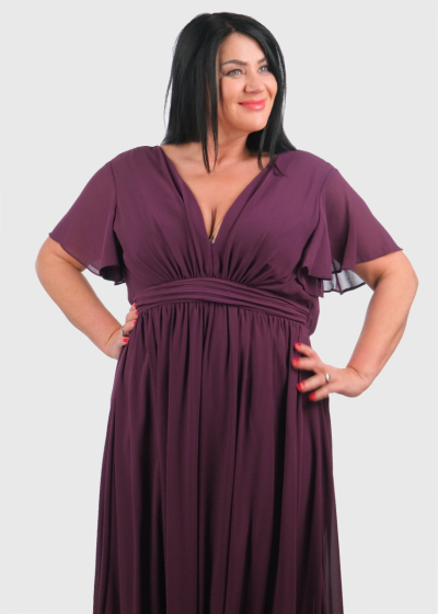Ishani Plus Size dark purple long evening dress