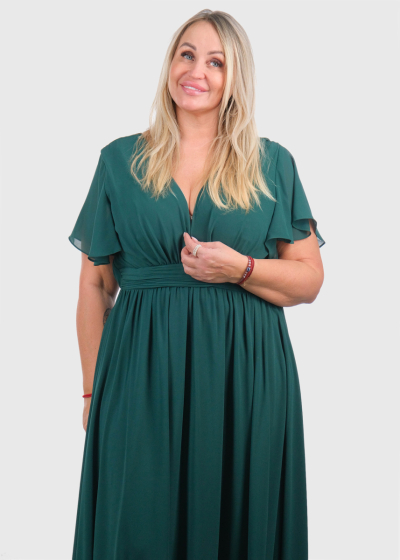 Ishani Plus Size green long evening dress