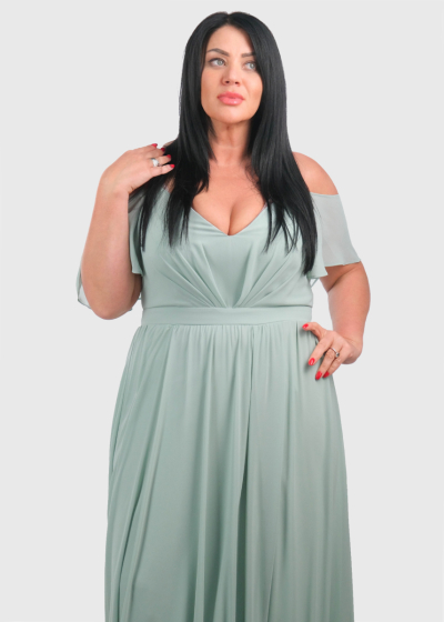 Cherry Plus Size light green long evening dress