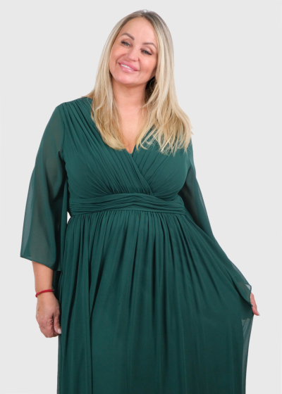 Isana Plus Size dark green long evening dress