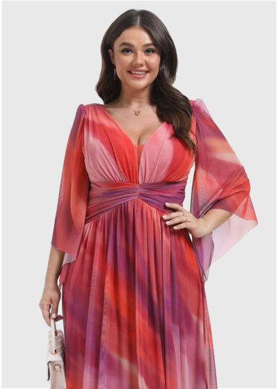 Iola Plus Size long evening dress with split