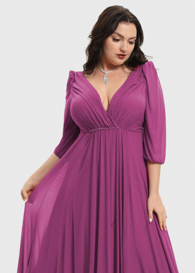 Irade Plus Size dark pink long evening dress