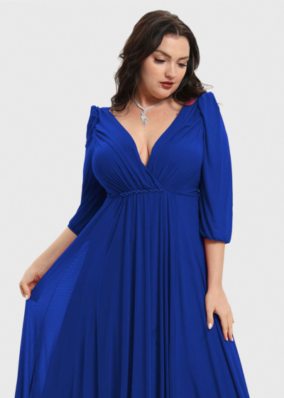 Irade Plus Size blue long evening dress