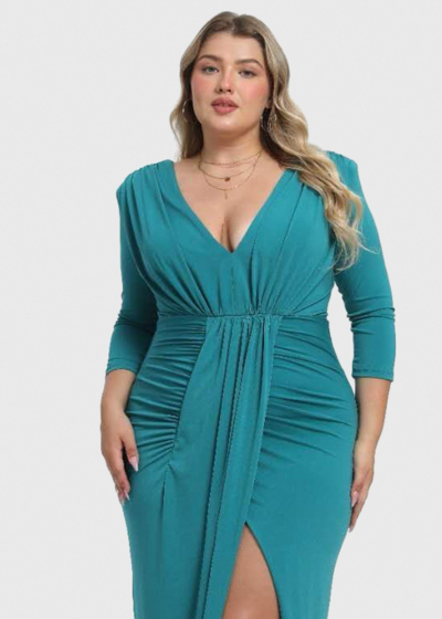 Ivica Plus Size long evening dress with split