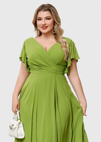Integra Plus Size light green zipped  evening dress