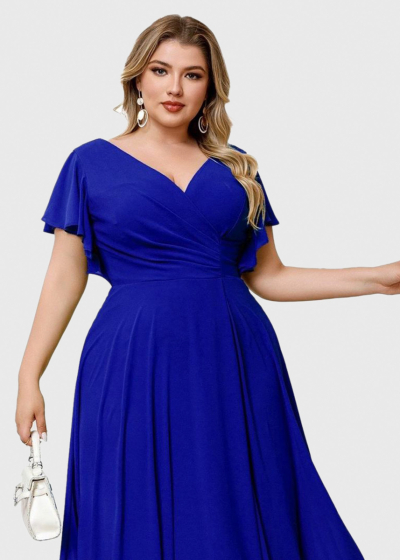 Integra Plus Size blue zipped  evening dress