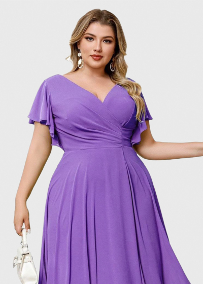 Integra Plus Size purple zipped evening dress