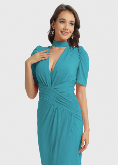 Ichika evening dress with asymmetric hem