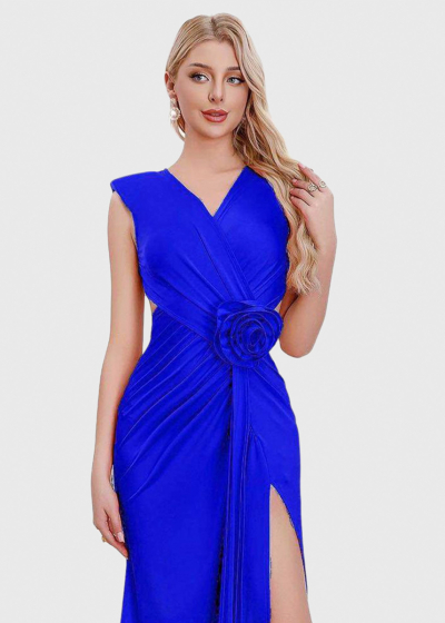 Junko blue long evening dress with split