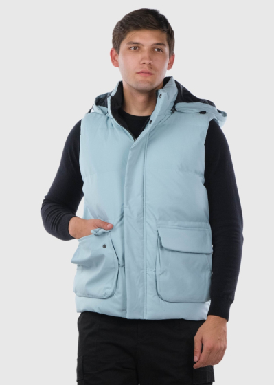 Nicolino mint men's vest with patched pockets