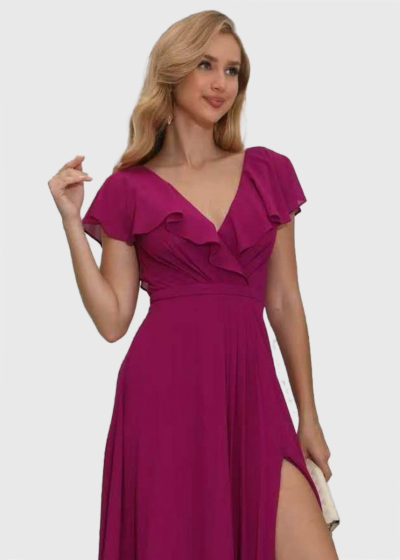 Jennet dark pink long evening dress