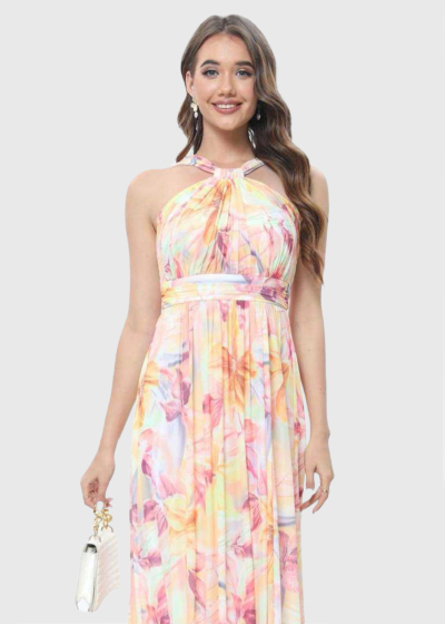 Janita long printed evening dress