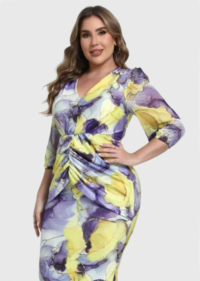 Jantina Plus Size printed evening dress