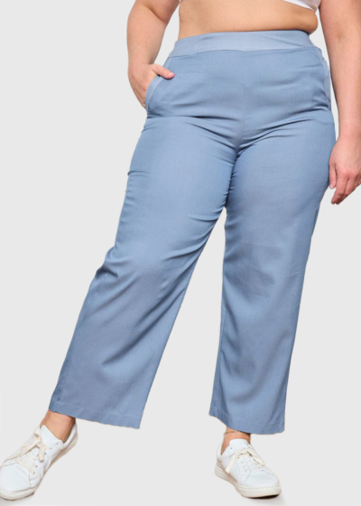 Janet Lielo izmēru gaiši zilas bikses ar augstu jostasvietu