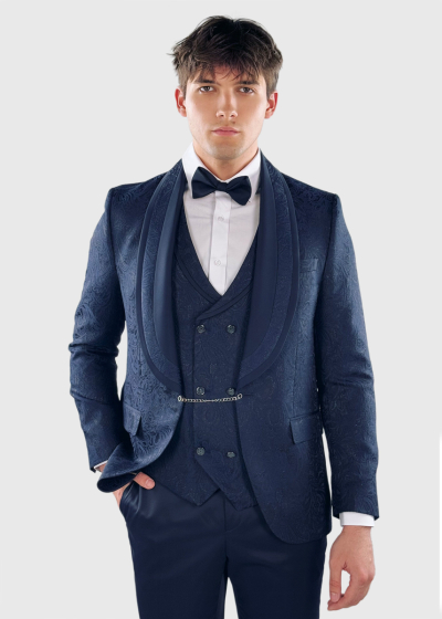 Jung Slim Fit dark blue suit with pattern