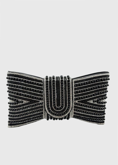 Jahana black clutch with pearls