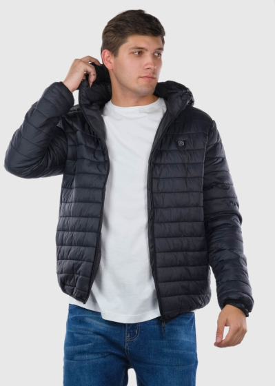 Omar black heated jacket with a hood